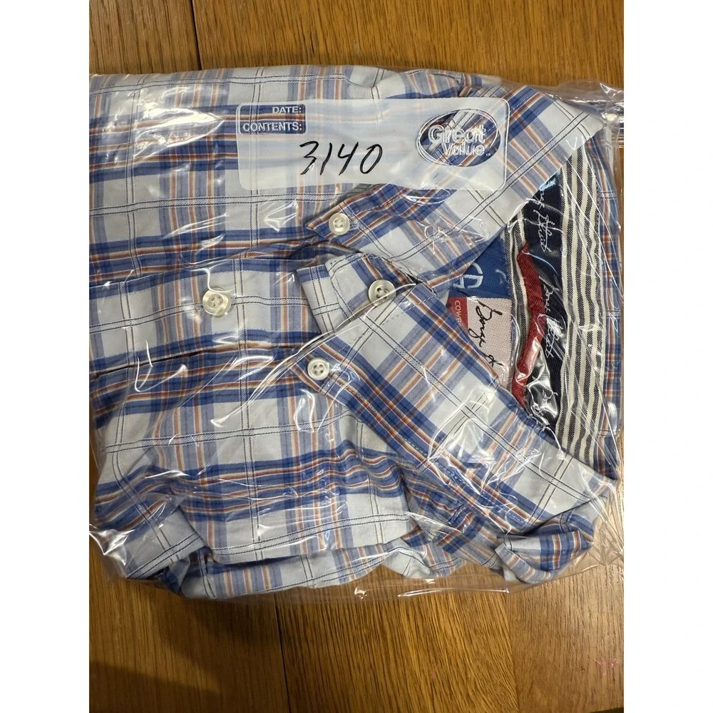 Wrangler‎ George Strait Men's XL Blue Plaid Long Sleeve Cowboy Cut Collection